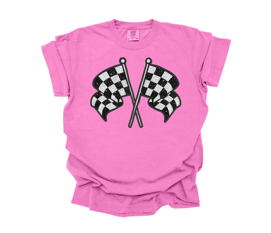 Faux Glitter Checkered Flags (Youth)