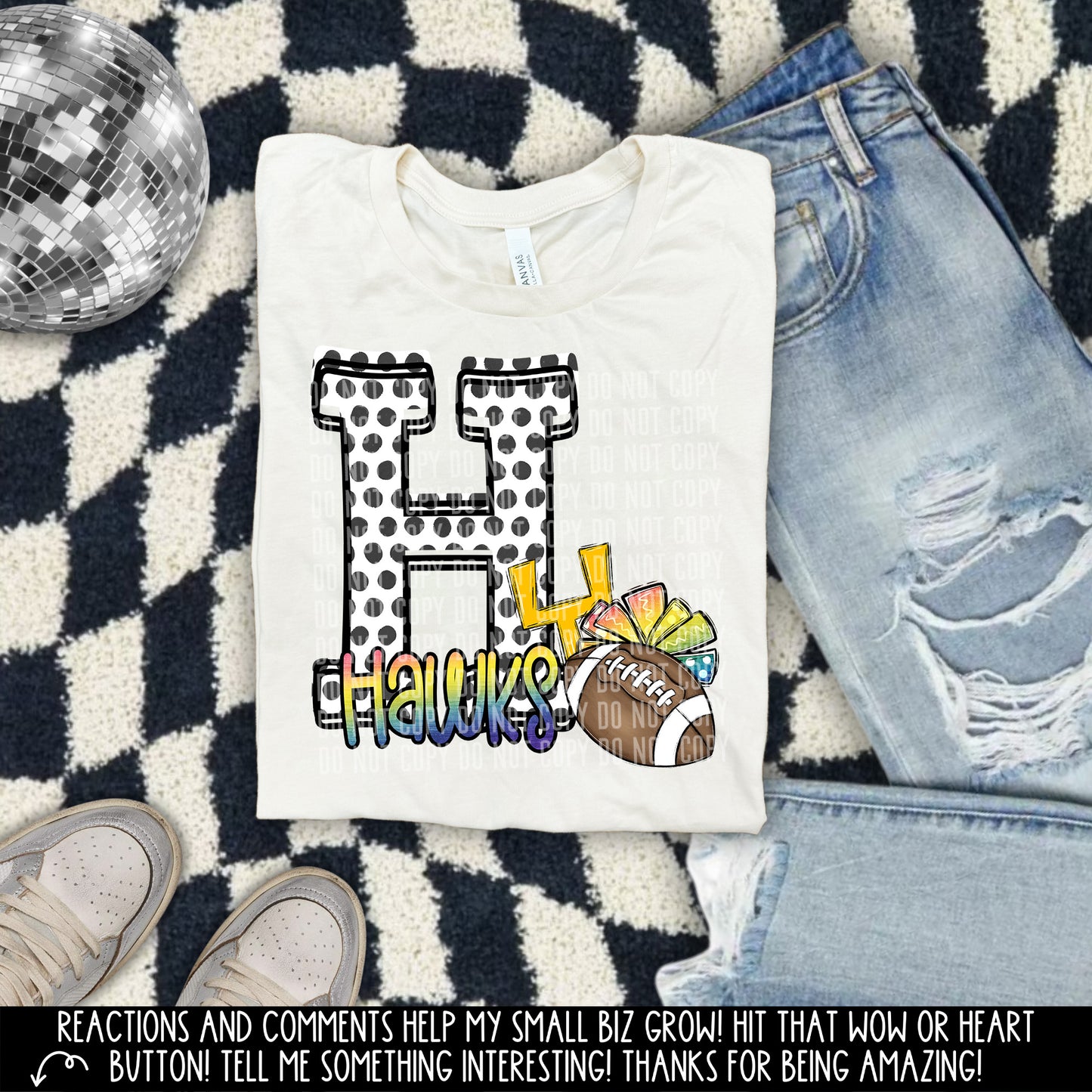 Polka Dot Initial Football Hawks (Adult)