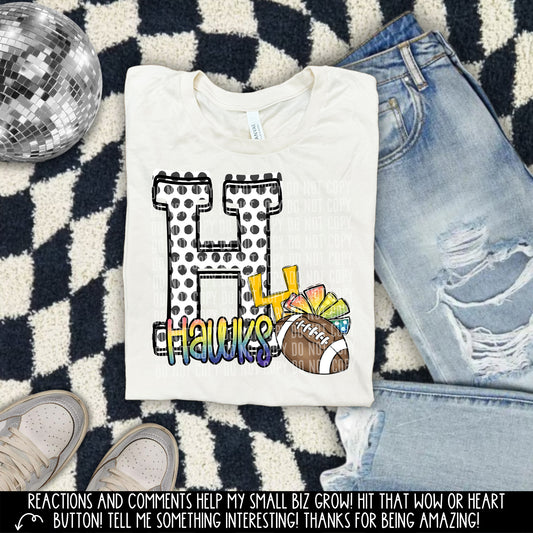 Polka Dot Initial Football Hawks (Adult)