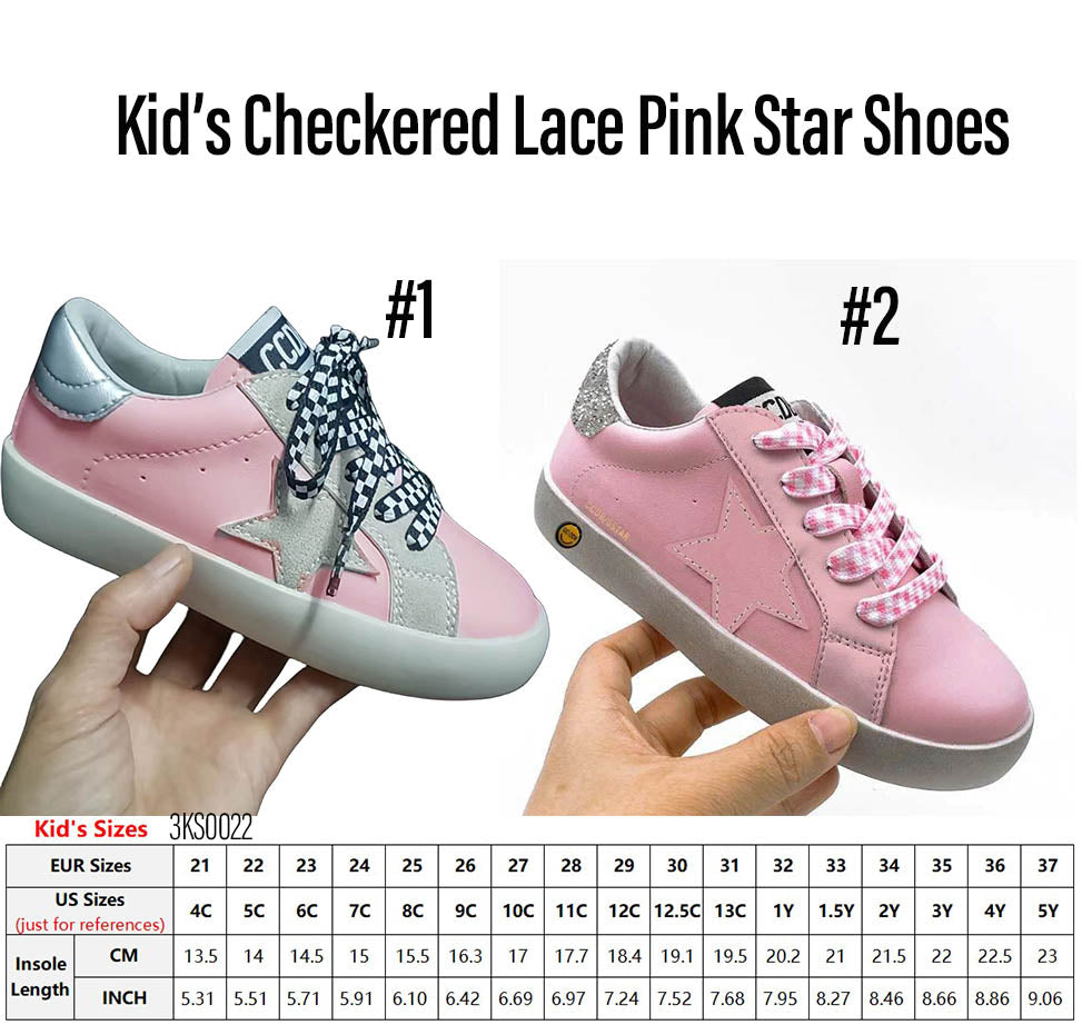 Kid's Checkered Lace Pink Star Sneaker