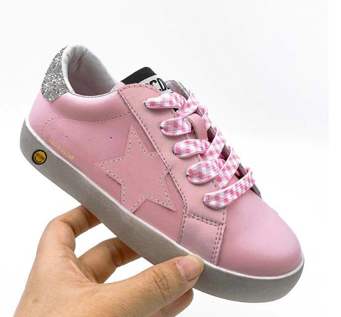 Kid's Checkered Lace Pink Star Sneaker