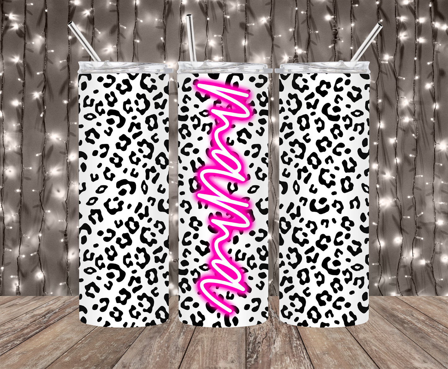 Mama: Black & White Leopard Tumbler