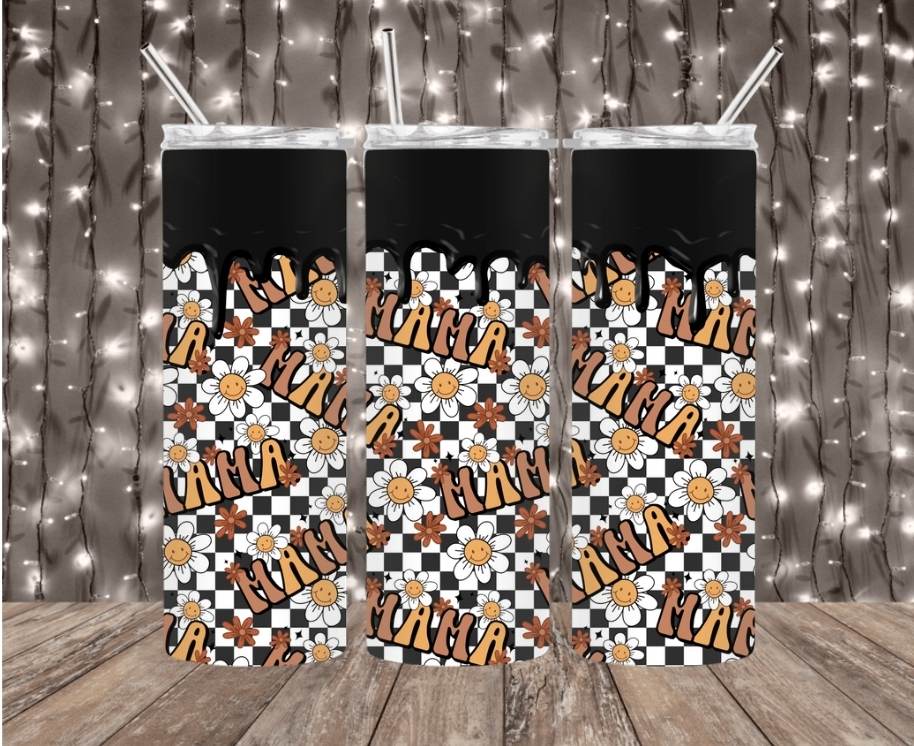 Checkered Daisies Mama Tumbler