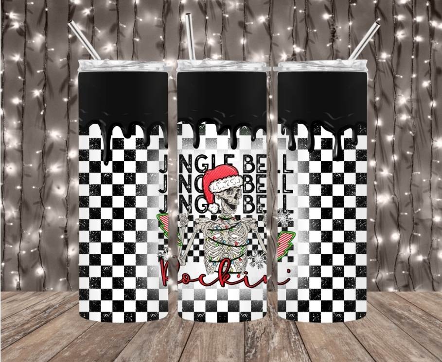 Checkered Jingle Bell Rockin Tumbler