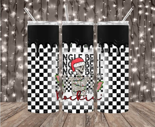 Checkered Jingle Bell Rockin Tumbler