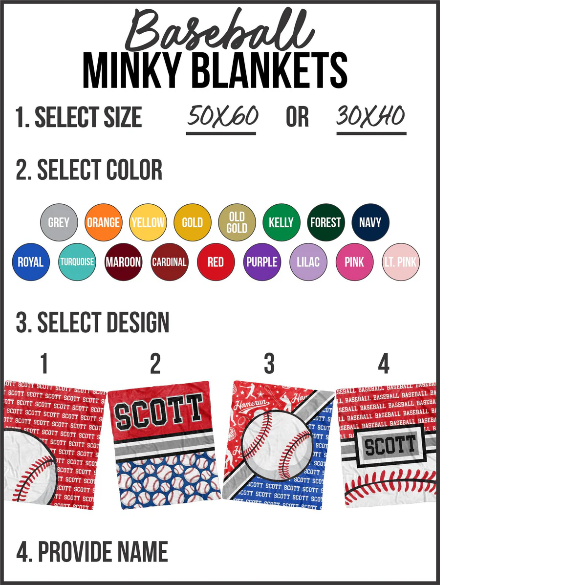 Baseball Custom Minky Blanket