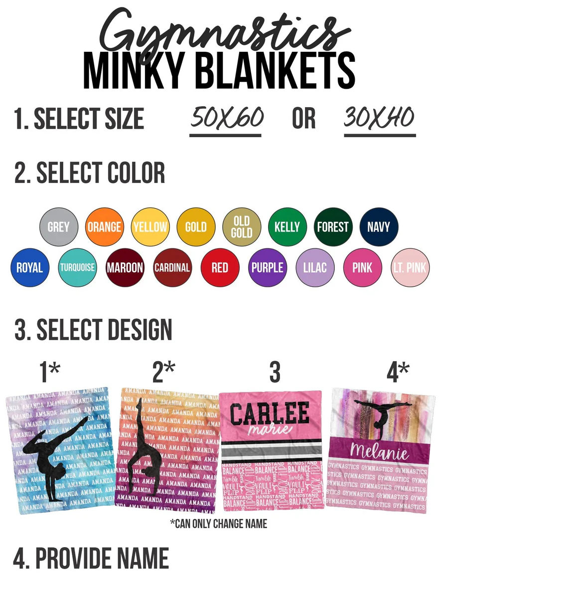 Gymnastics Custom Minky Blanket