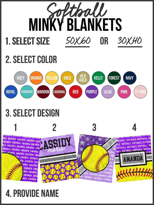 Softball Custom Minky Blanket